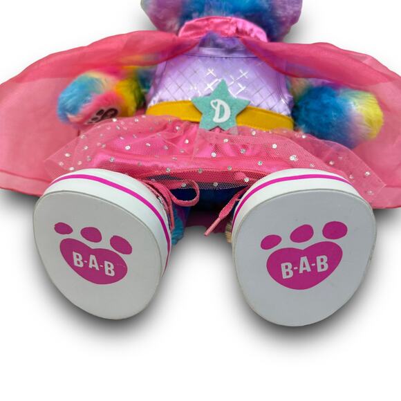 Build A Bear Rainbow Sparkle Pastel Striped Bear Outfit Stuffed Animal Plush 16" - Picture 4 of 6